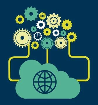 Cloud computing over blue   background vector illustration Illustrazione stock