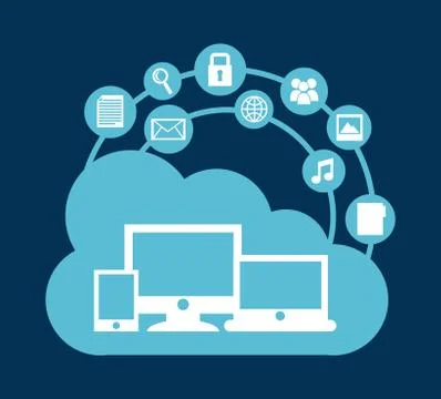 Cloud computing over  blue  background vector illustration Illustrazione stock