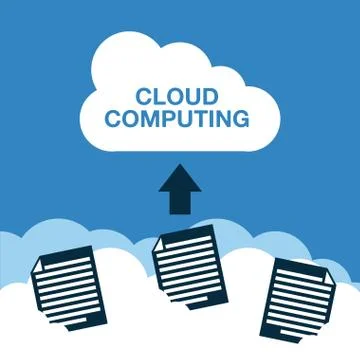 Cloud computing over blue   background vector illustration Illustrazione stock