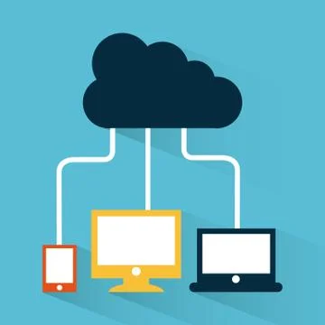 Cloud computing over blue  background vector illustration Stock Illustration
