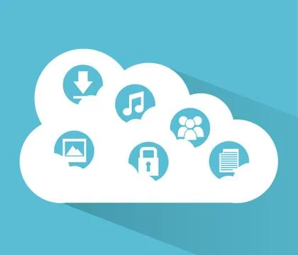 Cloud computing over blue  background vector illustration Stock Illustration
