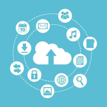 Cloud computing over blue  background vector illustration Stock Illustration