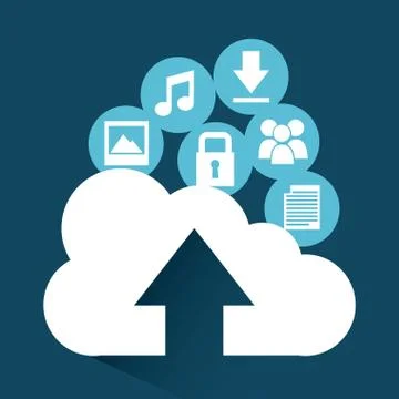 Cloud computing over blue  background vector illustration イラスト素材