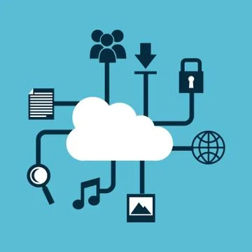 Cloud computing over blue  background vector illustration Stock Illustration
