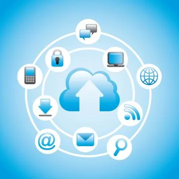 Cloud computing over blue background vector illustration Illustrazione stock