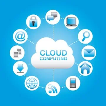 Cloud computing over blue background vector illustration Illustrazione stock
