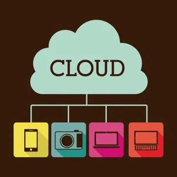Cloud computing over brown   background vector illustration Stock Illustration