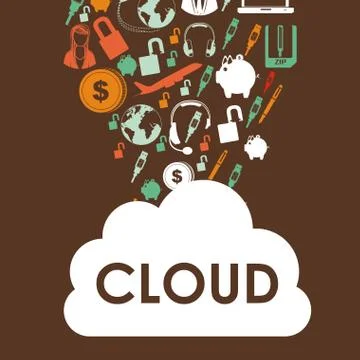 Cloud computing over  brown  background vector illustration 스톡 일러스트