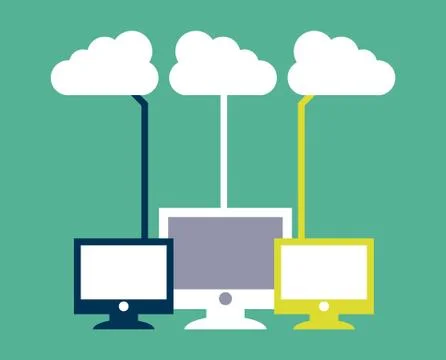 Cloud computing over  green  background vector illustration Illustrazione stock