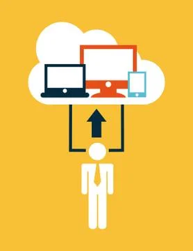 Cloud computing over  orange background vector illustration Stock Illustration