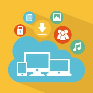 Cloud computing over  orange background vector illustration Stockillustratie