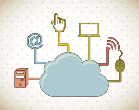 Cloud computing over vintage background. vector illustration Stock Illustration