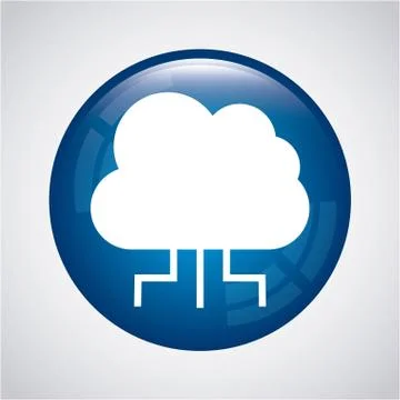 Cloud computing over white background vector illustration Illustrazione stock