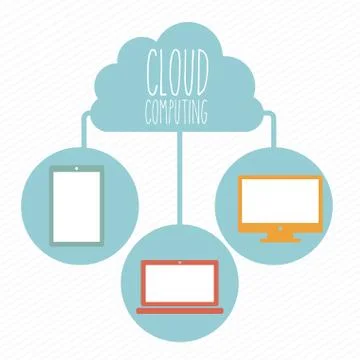Cloud computing over white    background vector illustration Illustrazione stock