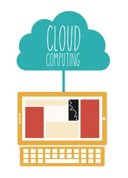 Cloud computing over white   background vector illustration Illustrazione stock