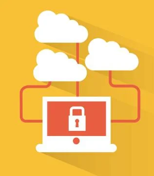 Cloud computing over yellow  background vector illustration 스톡 일러스트