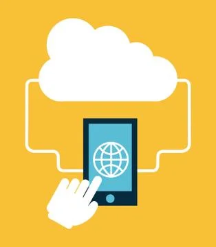 Cloud computing over yellow   background vector illustration Stock Illustration