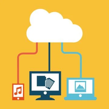 Cloud computing over yellow  background vector illustration Stock Illustration