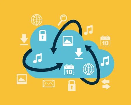 Cloud computing over yellow  background vector illustration Stock Illustration