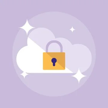 Cloud computing with padlock Stock Illustration