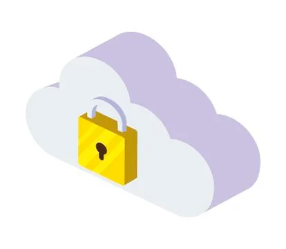 Cloud computing with padlock Stockillustratie