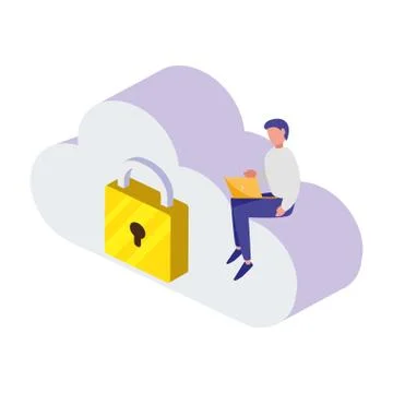 Cloud computing with padlock Stockillustratie