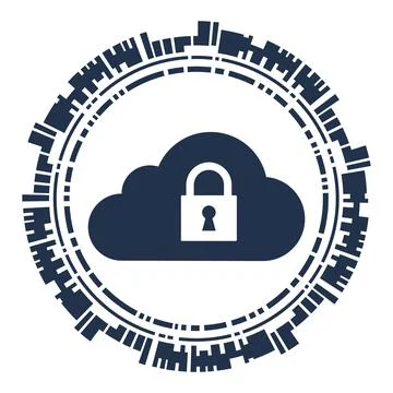 Cloud computing with padlock イラスト素材