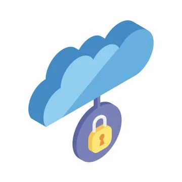 Cloud computing with padlock Stock Illustration