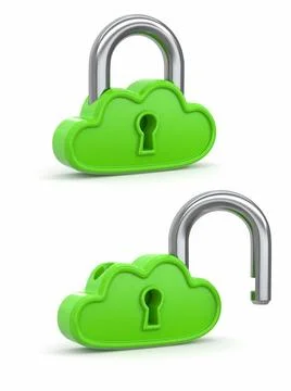Cloud computing as padlock. Security concept Cloud computing as padlock. S... Stock Photos