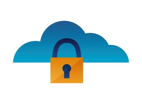 Cloud computing padlock security 스톡 일러스트