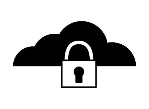 Cloud computing padlock security Illustrazione stock