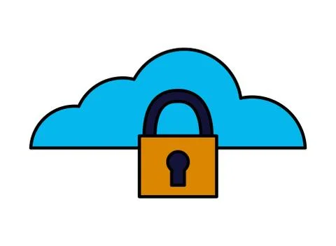Cloud computing padlock security Illustrazione stock