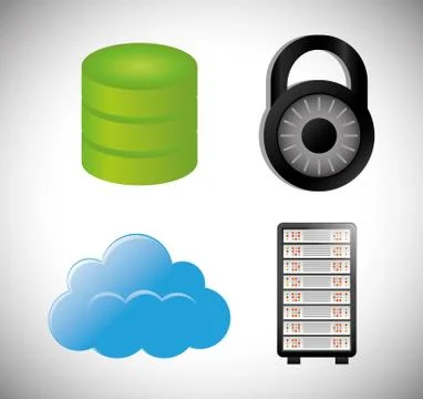Cloud computing padlock web hosting design イラスト素材