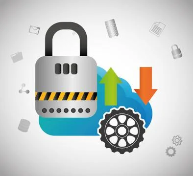 Cloud computing padlock web hosting design 스톡 일러스트