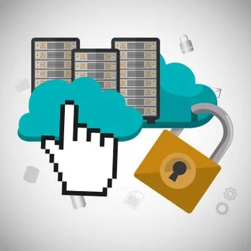 Cloud computing padlock web hosting design イラスト素材