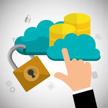Cloud computing padlock web hosting design イラスト素材