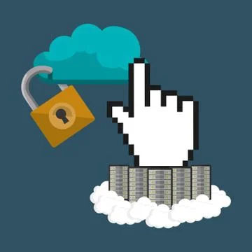 Cloud computing padlock web hosting design イラスト素材