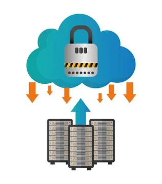 Cloud computing padlock web hosting design イラスト素材