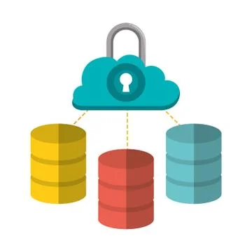 Cloud computing padlock web hosting design イラスト素材