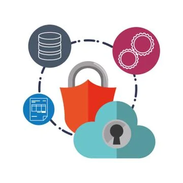 Cloud computing padlock web hosting design イラスト素材