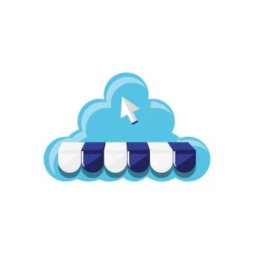 Cloud computing with parasol and pointer arrow Stock Illustration