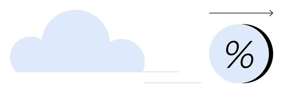 Cloud computing percentage growth with upward arrow suggesting progress Stock Illustration