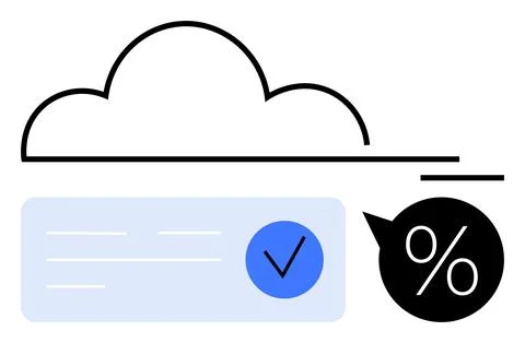 Cloud Computing with Percentage Sign and Check Mark Indicating Financial Tr.. 스톡 일러스트