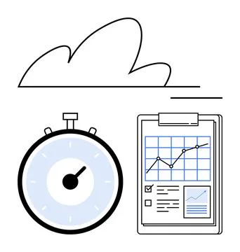 Cloud Computing Performance Measuring Efficiency and Analyzing Data Trends Stock Illustration