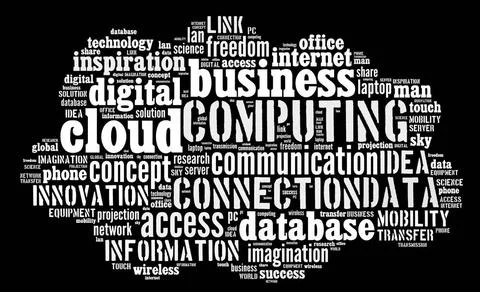 Cloud computing pictogram on black background Cloud computing pictogram wi... Stock Photos
