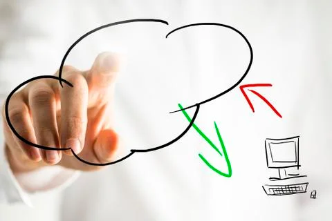 Cloud computing pictogram on a virtual interface Foto stock