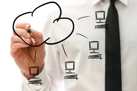 Cloud computing pictogram on a virtual interface Stock Photos