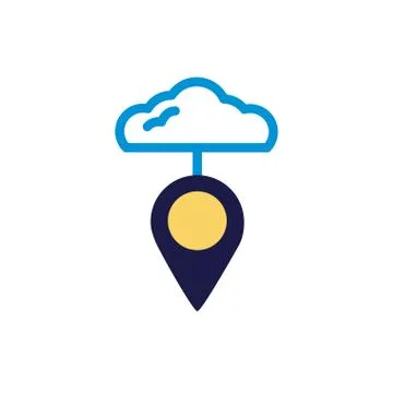 Cloud computing with pin location lineal color style Illustrazione stock