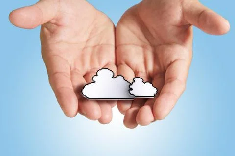 The cloud computing pixel icon Stock Illustration