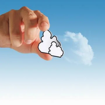 Cloud computing pixel icon Stock Illustration